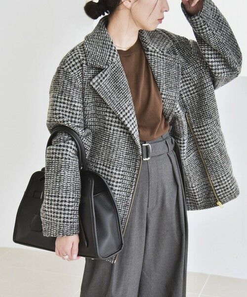 SHIPS / シップス その他アウター | quaranciel: ボンディング チェック ライダース コート | 詳細5