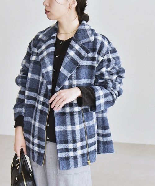 SHIPS / シップス その他アウター | quaranciel: ボンディング チェック ライダース コート | 詳細17