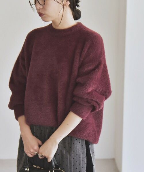 SHIPS for women/シップスウィメン 《予約》quaranciel:〈手洗い可能〉フェイクファー クルーネック コンパクト ニット プルオーバー ワイン ONE SIZE SHIPS for women/シップスウィメン 《予約》quaranciel:〈手洗い可能〉フェイクファー クルーネック コンパクト ニット プルオーバー ワイン ONE SIZE