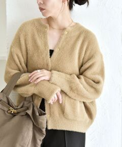 SHIPS / シップス カーディガン・ボレロ | quaranciel:〈手洗い可能〉ファーライク クルーネック スナップ ニット カーディガン