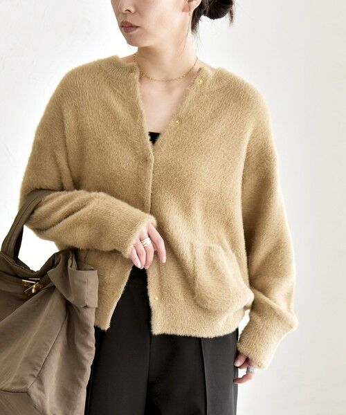 SHIPS / シップス カーディガン・ボレロ | quaranciel:〈手洗い可能〉ファーライク クルーネック スナップ ニット カーディガン | 詳細3