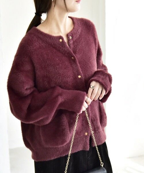 SHIPS / シップス カーディガン・ボレロ | quaranciel:〈手洗い可能〉ファーライク クルーネック スナップ ニット カーディガン | 詳細30