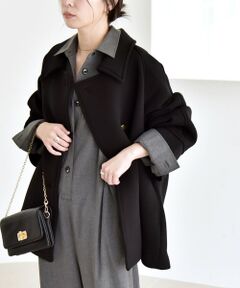 バックブラウジングステンカラーコート ブラック F ユニクロ公式 | オーバーサイズステンカラーコート