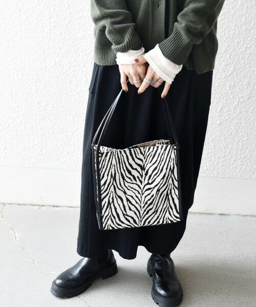 SHIPS / シップス トートバッグ | SHIPS any: レオパード ゼブラ スクエア トート バッグ | 詳細1