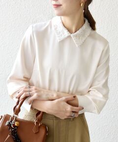 SHIPS / シップス シャツ・ブラウス | 《一部追加予約》SHIPS any:〈洗濯機可能〉サテン レースカラー ブラウス