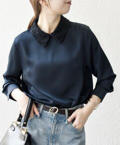 SHIPS / シップス シャツ・ブラウス | 《一部追加予約》SHIPS any:〈洗濯機可能〉サテン レースカラー ブラウス