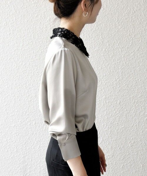 SHIPS / シップス シャツ・ブラウス | 《一部追加予約》SHIPS any:〈洗濯機可能〉サテン レースカラー ブラウス | 詳細4