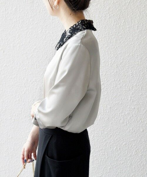 SHIPS / シップス シャツ・ブラウス | 《一部追加予約》SHIPS any:〈洗濯機可能〉サテン レースカラー ブラウス | 詳細7