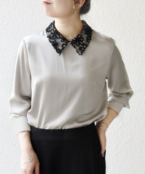 SHIPS / シップス シャツ・ブラウス | 《一部追加予約》SHIPS any:〈洗濯機可能〉サテン レースカラー ブラウス | 詳細8