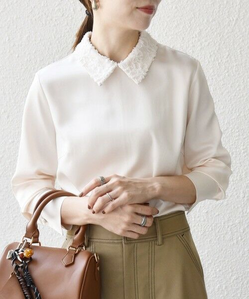 SHIPS / シップス シャツ・ブラウス | 《一部追加予約》SHIPS any:〈洗濯機可能〉サテン レースカラー ブラウス | 詳細18