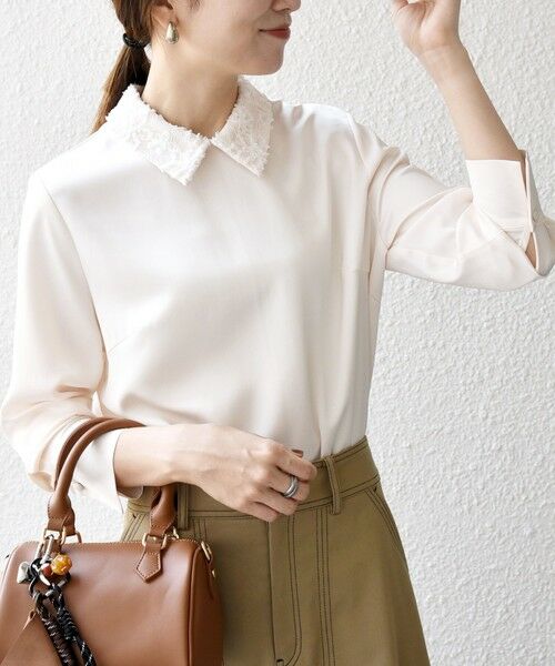 SHIPS / シップス シャツ・ブラウス | 《一部追加予約》SHIPS any:〈洗濯機可能〉サテン レースカラー ブラウス | 詳細23