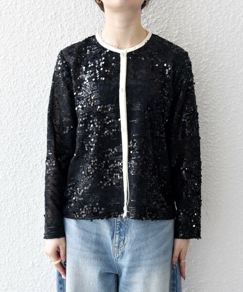 SHIPS / シップス シャツ・ブラウス | SHIPS any: スパンコール ジャカード バイカラー クルーネック シャツ カーディガン | 詳細9