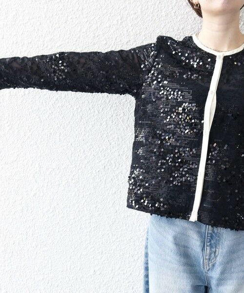 SHIPS / シップス シャツ・ブラウス | SHIPS any: スパンコール ジャカード バイカラー クルーネック シャツ カーディガン | 詳細12