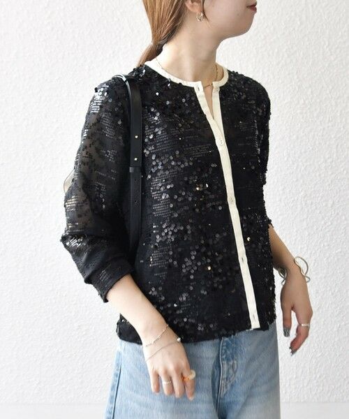 SHIPS / シップス シャツ・ブラウス | SHIPS any: スパンコール ジャカード バイカラー クルーネック シャツ カーディガン | 詳細4