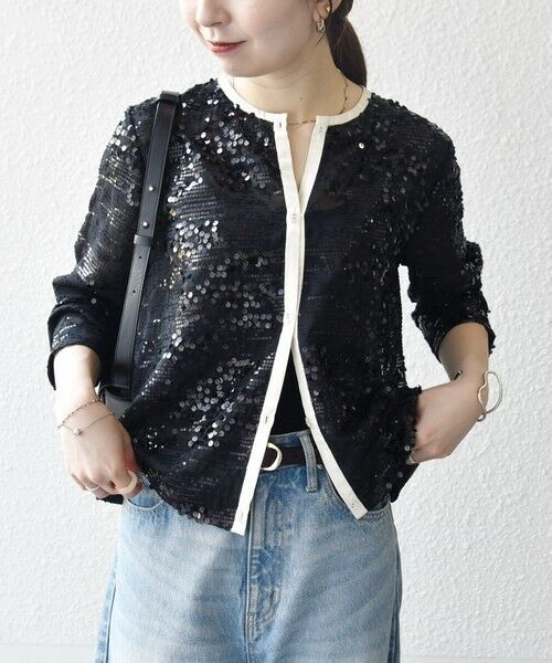 SHIPS / シップス シャツ・ブラウス | SHIPS any: スパンコール ジャカード バイカラー クルーネック シャツ カーディガン | 詳細6