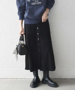 SHIPS / シップス ロング・マキシ丈スカート | 《一部追加予約》SHIPS any: ポリエステル スエード フロント ボタン Aライン スカート