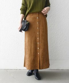 SHIPS / シップス ロング・マキシ丈スカート | 《一部追加予約》SHIPS any: ポリエステル スエード フロント ボタン Aライン スカート