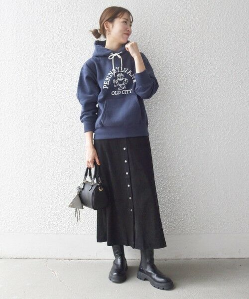 SHIPS / シップス ロング・マキシ丈スカート | 《一部追加予約》SHIPS any: ポリエステル スエード フロント ボタン Aライン スカート | 詳細1