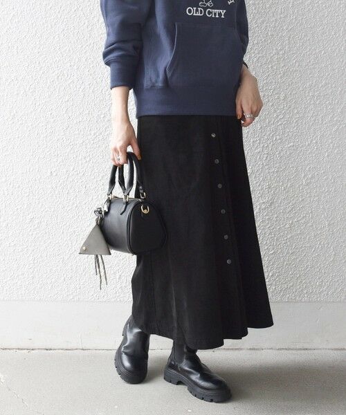 SHIPS / シップス ロング・マキシ丈スカート | 《一部追加予約》SHIPS any: ポリエステル スエード フロント ボタン Aライン スカート | 詳細4