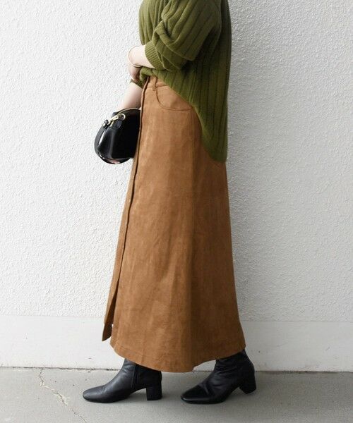 SHIPS / シップス ロング・マキシ丈スカート | 《一部追加予約》SHIPS any: ポリエステル スエード フロント ボタン Aライン スカート | 詳細14