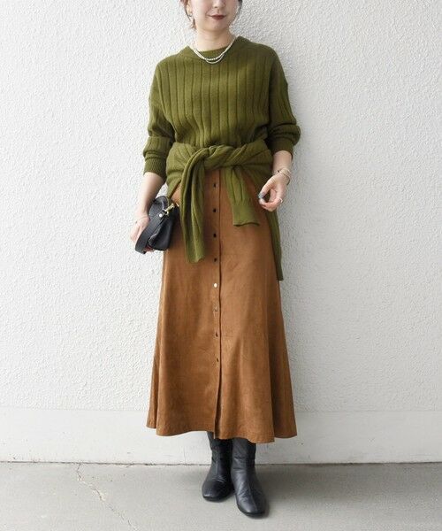 SHIPS / シップス ロング・マキシ丈スカート | 《一部追加予約》SHIPS any: ポリエステル スエード フロント ボタン Aライン スカート | 詳細9