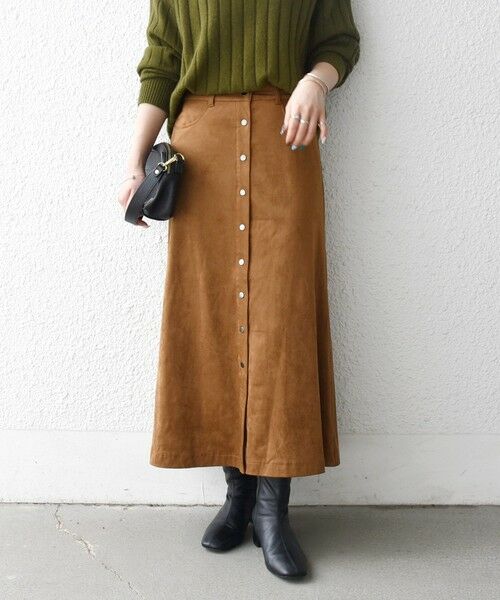SHIPS / シップス ロング・マキシ丈スカート | 《一部追加予約》SHIPS any: ポリエステル スエード フロント ボタン Aライン スカート | 詳細11