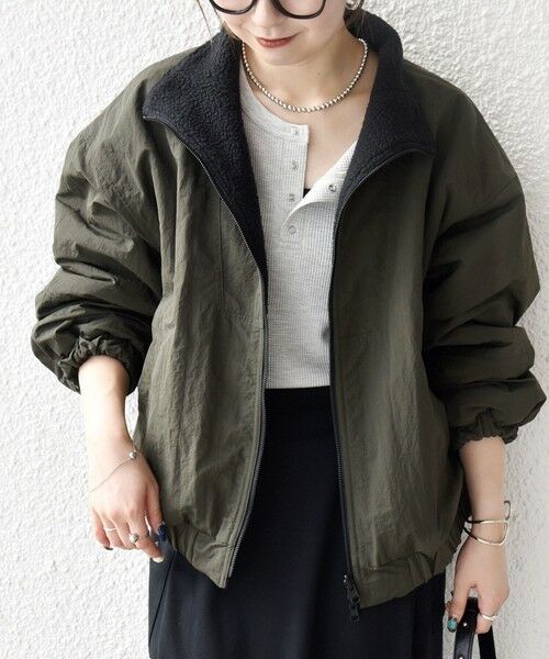 SHIPS / シップス ブルゾン | SHIPS any: ナイロン × ボア リバーシブル スタンドカラー ショート ブルゾン | 詳細27