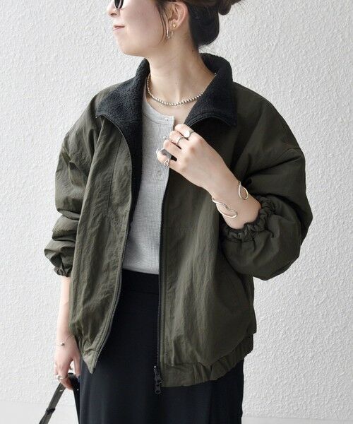 SHIPS / シップス ブルゾン | SHIPS any: ナイロン × ボア リバーシブル スタンドカラー ショート ブルゾン | 詳細30