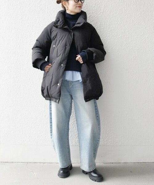 SHIPS / シップス ダウンジャケット・ベスト | SHIPS any: ナイロン スタンドカラー ダウン コクーン コート | 詳細1