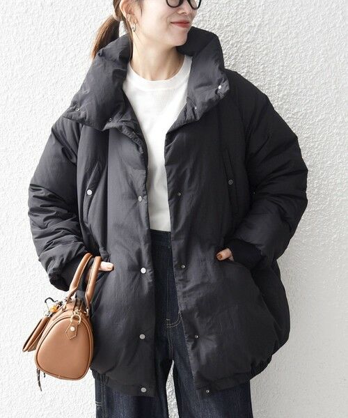 SHIPS / シップス ダウンジャケット・ベスト | SHIPS any: ナイロン スタンドカラー ダウン コクーン コート | 詳細10