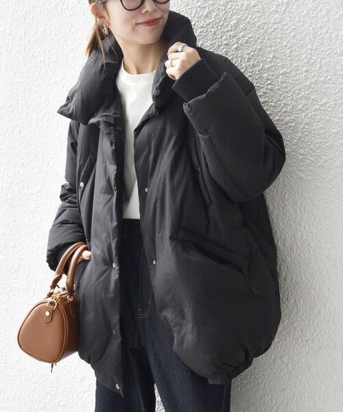 SHIPS / シップス ダウンジャケット・ベスト | SHIPS any: ナイロン スタンドカラー ダウン コクーン コート | 詳細11