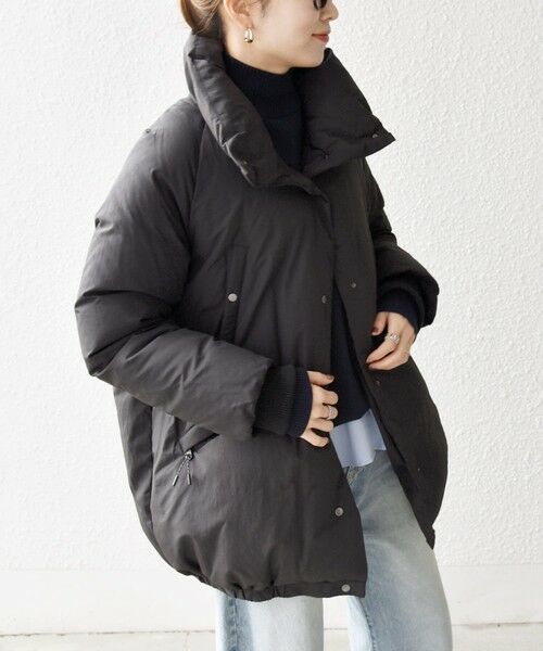 SHIPS / シップス ダウンジャケット・ベスト | SHIPS any: ナイロン スタンドカラー ダウン コクーン コート | 詳細4