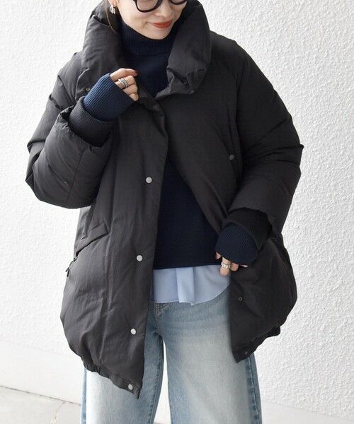 SHIPS / シップス ダウンジャケット・ベスト | SHIPS any: ナイロン スタンドカラー ダウン コクーン コート | 詳細7