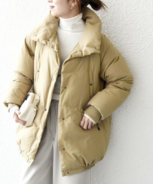 SHIPS / シップス ダウンジャケット・ベスト | SHIPS any: ナイロン スタンドカラー ダウン コクーン コート | 詳細16