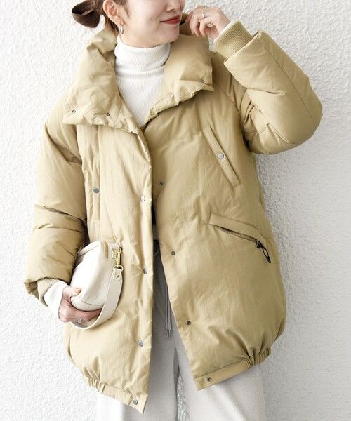 SHIPS / シップス ダウンジャケット・ベスト | SHIPS any: ナイロン スタンドカラー ダウン コクーン コート | 詳細17