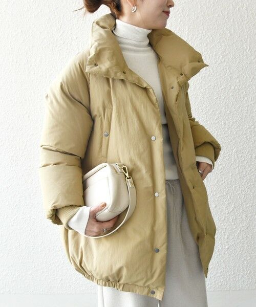 SHIPS / シップス ダウンジャケット・ベスト | SHIPS any: ナイロン スタンドカラー ダウン コクーン コート | 詳細23