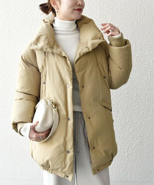 SHIPS / シップス ダウンジャケット・ベスト | SHIPS any: ナイロン スタンドカラー ダウン コクーン コート | 詳細24