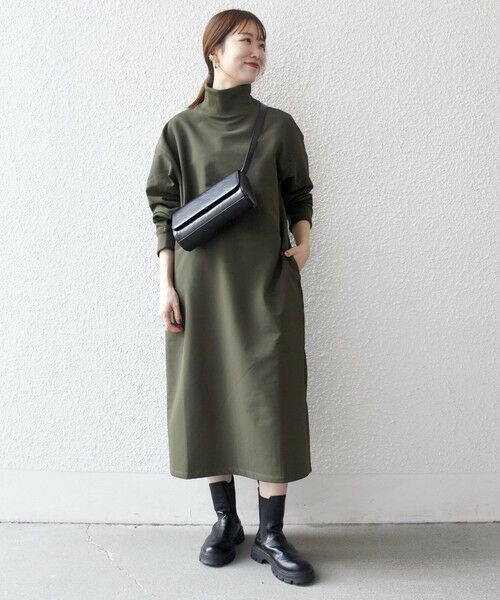 SHIPS / シップス ロング・マキシ丈ワンピース | 《追加予約》SHIPS any:〈洗濯機可能〉裏起毛 リブ ハイネック ワンピース | 詳細1