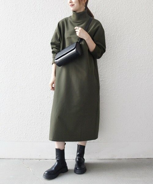 SHIPS / シップス ロング・マキシ丈ワンピース | 《追加予約》SHIPS any:〈洗濯機可能〉裏起毛 リブ ハイネック ワンピース | 詳細5