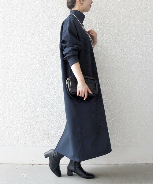 SHIPS / シップス ロング・マキシ丈ワンピース | 《追加予約》SHIPS any:〈洗濯機可能〉裏起毛 リブ ハイネック ワンピース | 詳細16
