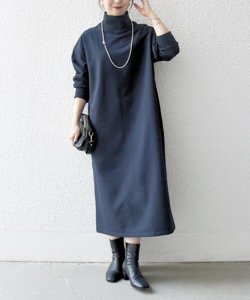 SHIPS / シップス ロング・マキシ丈ワンピース | 《追加予約》SHIPS any:〈洗濯機可能〉裏起毛 リブ ハイネック ワンピース | 詳細18