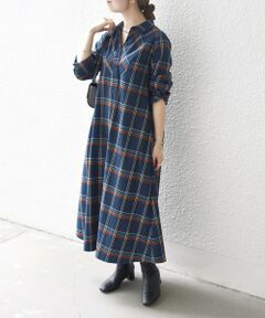 SHIPS / シップス ロング・マキシ丈ワンピース | 《一部追加予約》SHIPS any:〈洗濯機可能〉チェック Aライン フレア シャツ ワンピース