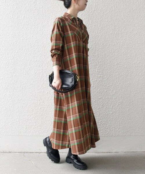 SHIPS / シップス ロング・マキシ丈ワンピース | 《一部追加予約》SHIPS any:〈洗濯機可能〉チェック Aライン フレア シャツ ワンピース | 詳細2