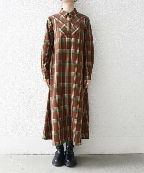 SHIPS / シップス ロング・マキシ丈ワンピース | 《一部追加予約》SHIPS any:〈洗濯機可能〉チェック Aライン フレア シャツ ワンピース | 詳細15