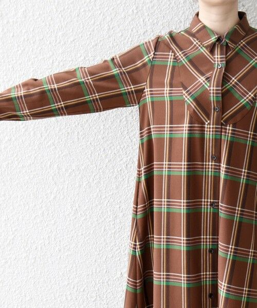 SHIPS / シップス ロング・マキシ丈ワンピース | 《一部追加予約》SHIPS any:〈洗濯機可能〉チェック Aライン フレア シャツ ワンピース | 詳細18