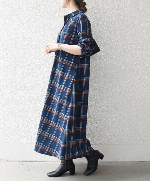 SHIPS / シップス ロング・マキシ丈ワンピース | 《一部追加予約》SHIPS any:〈洗濯機可能〉チェック Aライン フレア シャツ ワンピース | 詳細23