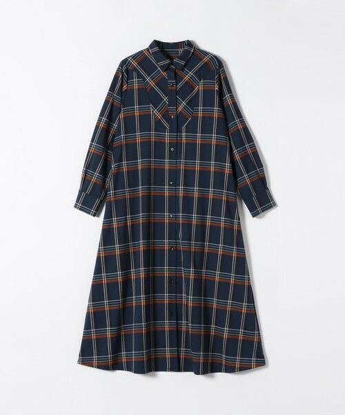 SHIPS / シップス ロング・マキシ丈ワンピース | 《一部追加予約》SHIPS any:〈洗濯機可能〉チェック Aライン フレア シャツ ワンピース | 詳細24