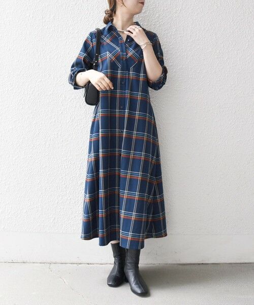 SHIPS / シップス ロング・マキシ丈ワンピース | 《一部追加予約》SHIPS any:〈洗濯機可能〉チェック Aライン フレア シャツ ワンピース | 詳細19