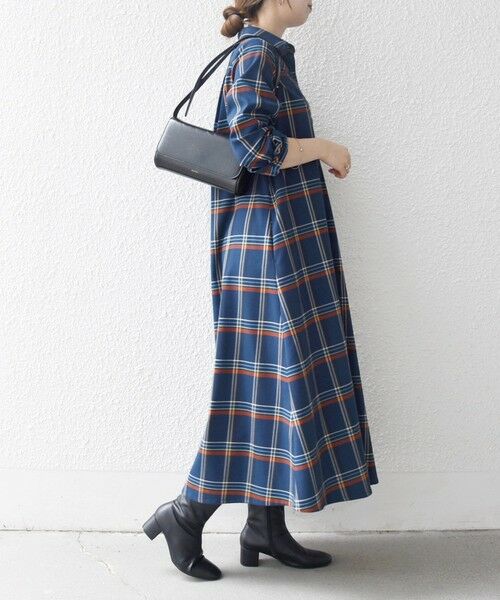 SHIPS / シップス ロング・マキシ丈ワンピース | 《一部追加予約》SHIPS any:〈洗濯機可能〉チェック Aライン フレア シャツ ワンピース | 詳細21