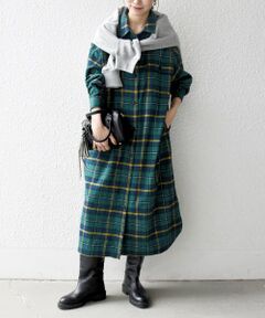 SHIPS / シップス ロング・マキシ丈ワンピース | SHIPS any:〈洗濯機可能〉タータン チェック ロング シャツ ワンピース